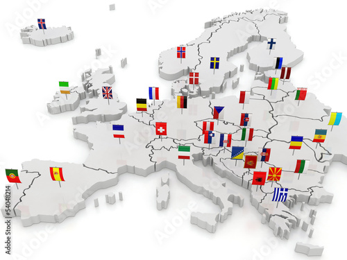 three-dimensional map of Europe.