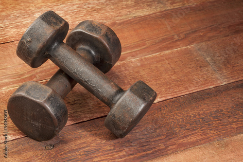 vintage iron dumbbells