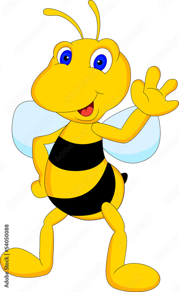 Fototapeta premium cute bee cartoon waving