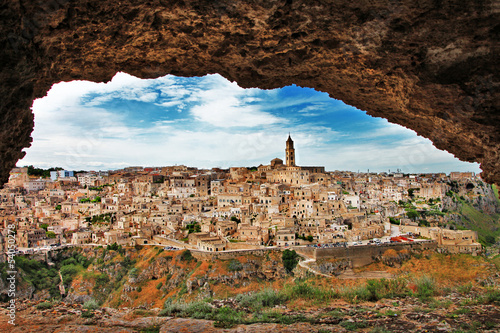 Matera - ancient cave city. Italy,Basilicata (view from cave) photo