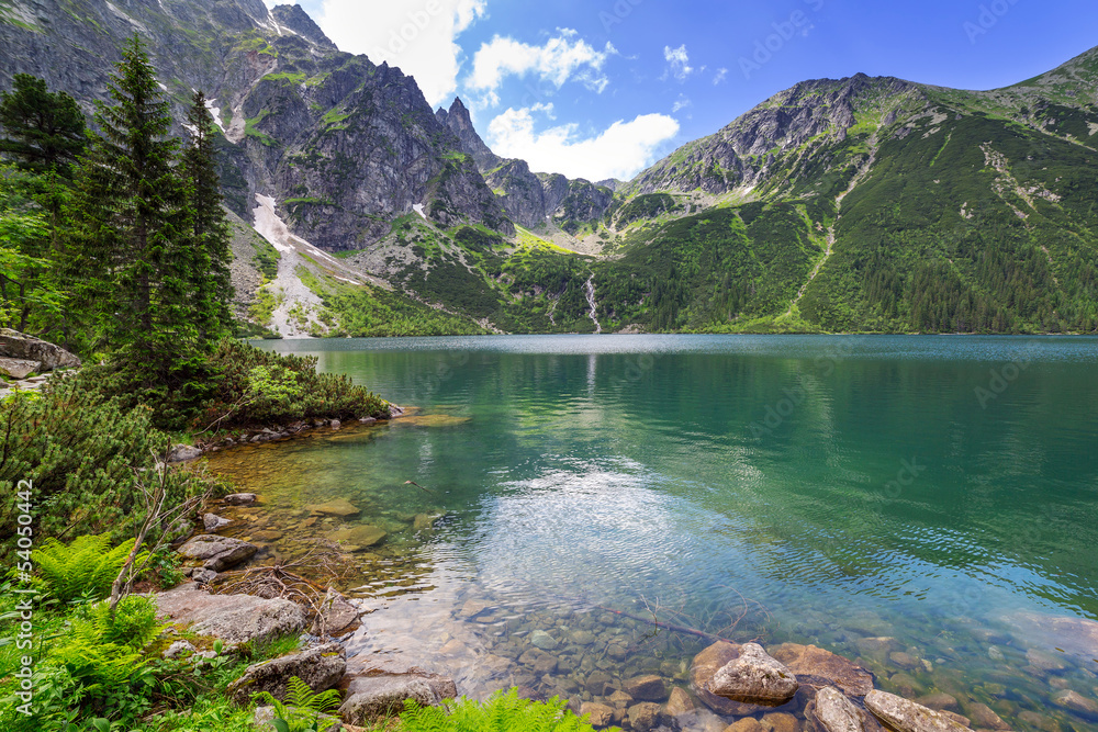 Eye of the Sea lake in Tatra mountains, Poland - obrazy, fototapety, plakaty 