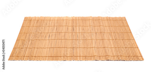 Bamboo straw serving mat isolated photo