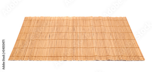 Bamboo straw serving mat isolated