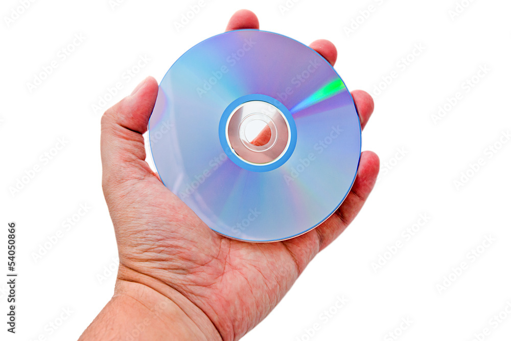 hand holding a compact disc
