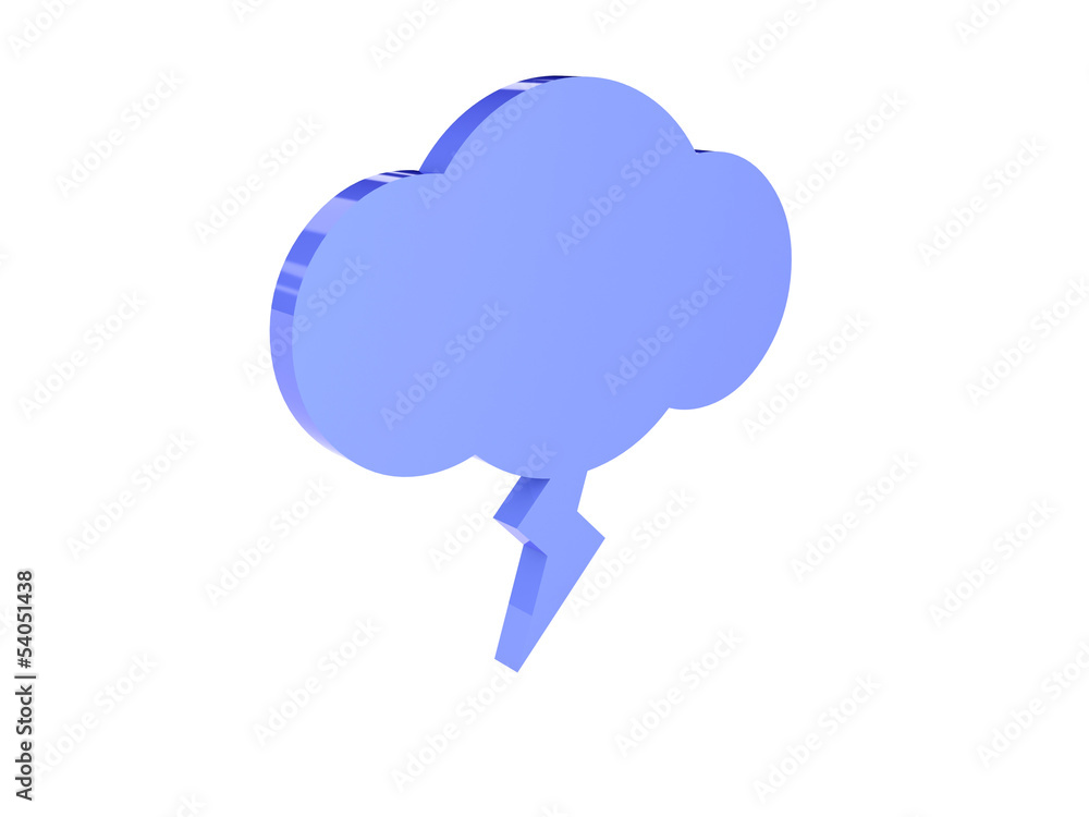 Lighting cloud icon over white background.