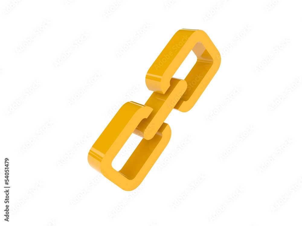 Golden link icon over white background. Concept 3D illustration. Golden link icon over white background. Concept 3D illustration.