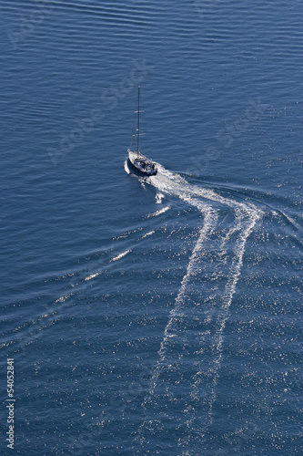Aerial view of sailing boat on Adriatic sea in Croatia © Branko