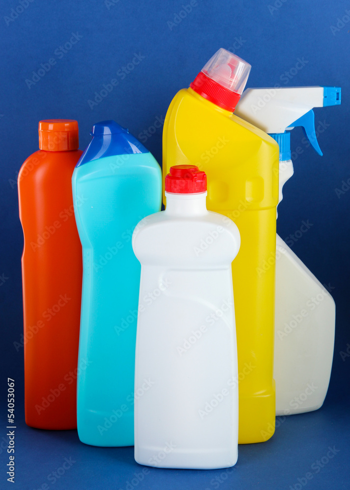Different kinds of bath and toilet cleaners and colorful Different kinds of bath and toilet cleaners and colorful
