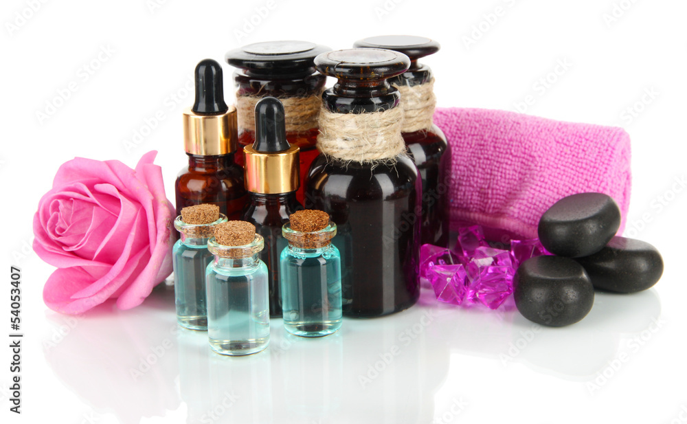 Spa composition with aroma oils isolated on white Spa composition with aroma oils isolated on white