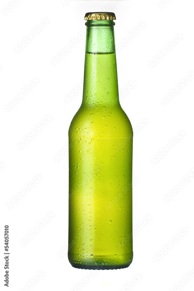 Cold Frosted Beer Bottle on White Background Cold Frosted Beer Bottle on White Background