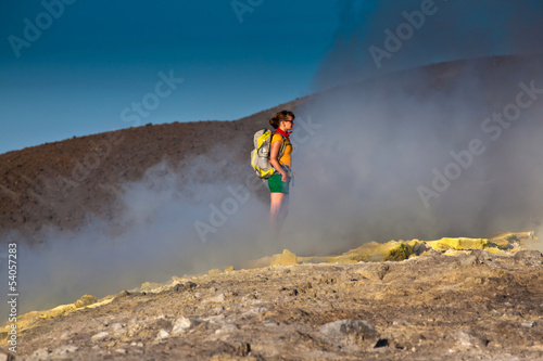 Fototapeta Naklejka Na Ścianę i Meble -  hiker on volcano