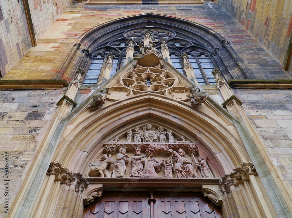 The entrance of the Saint Martins cathedral in Colmar