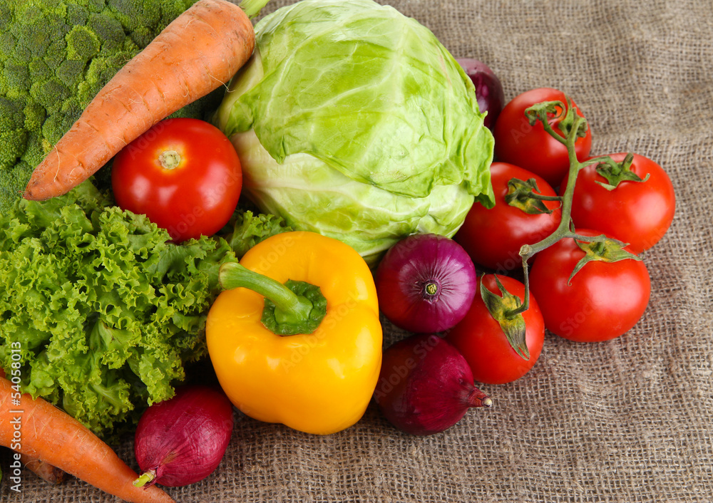 Fresh vegetables on burlap background Fresh vegetables on burlap background