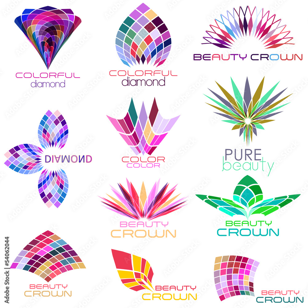 set of beauty concept icons, logos