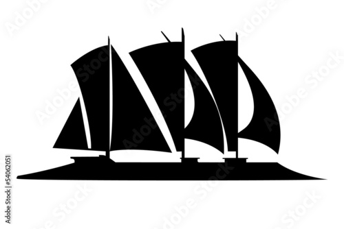 Futurustic sailing boat silhouette vector