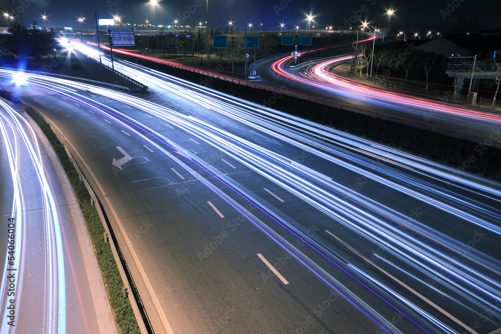View dusk urban night traffic on the highway View dusk urban night traffic on the highway