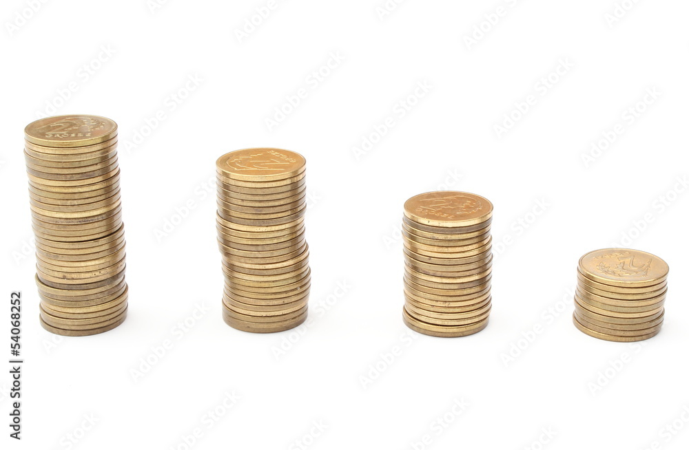 Stack of coins isolated on white background Stack of coins isolated on white background