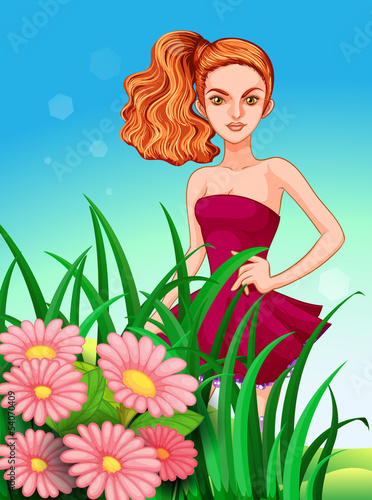 A pretty young girl in the meadow