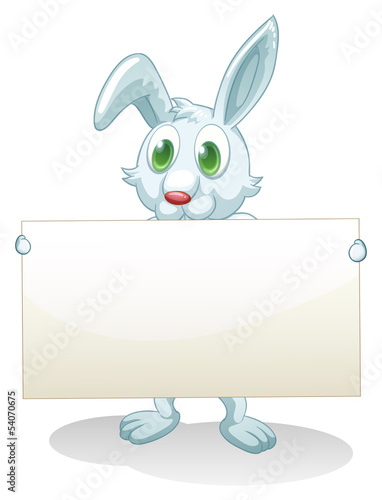 A bunny holding an empty banner