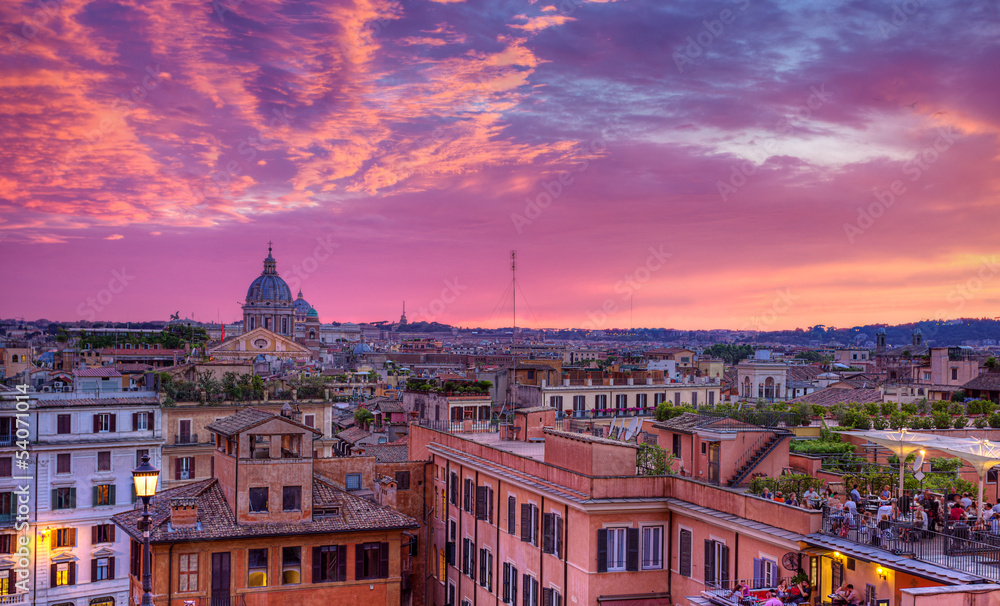 cityscape of Rome at sunset. Italy.