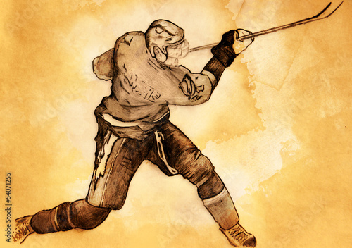 Photo sketch of the hockey player