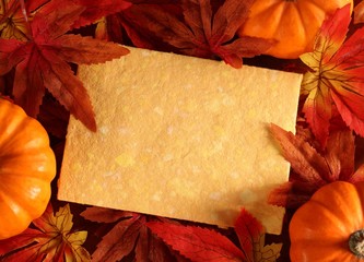 Autumn or thanksgiving greeting card with copy space