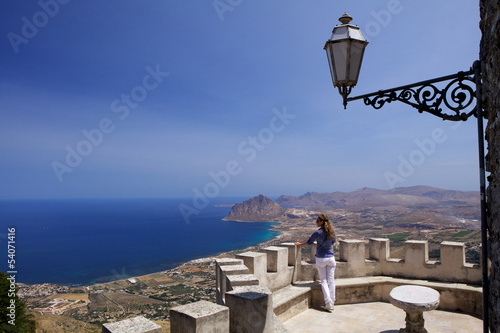 Fotografie Panorama costa siciliana da Erice.