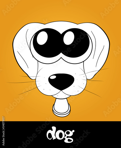 Cartoon cute puppy (dog) with big eyes, vector
