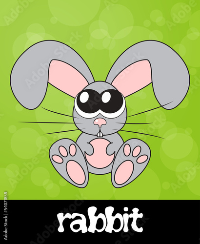 Cute rabbit with big eyes, vector illustration