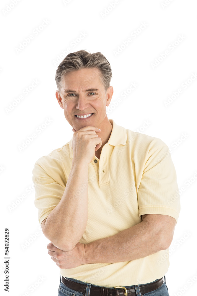 Portrait Of Handsome Man With Hand On Chin Portrait Of Handsome Man With Hand On Chin