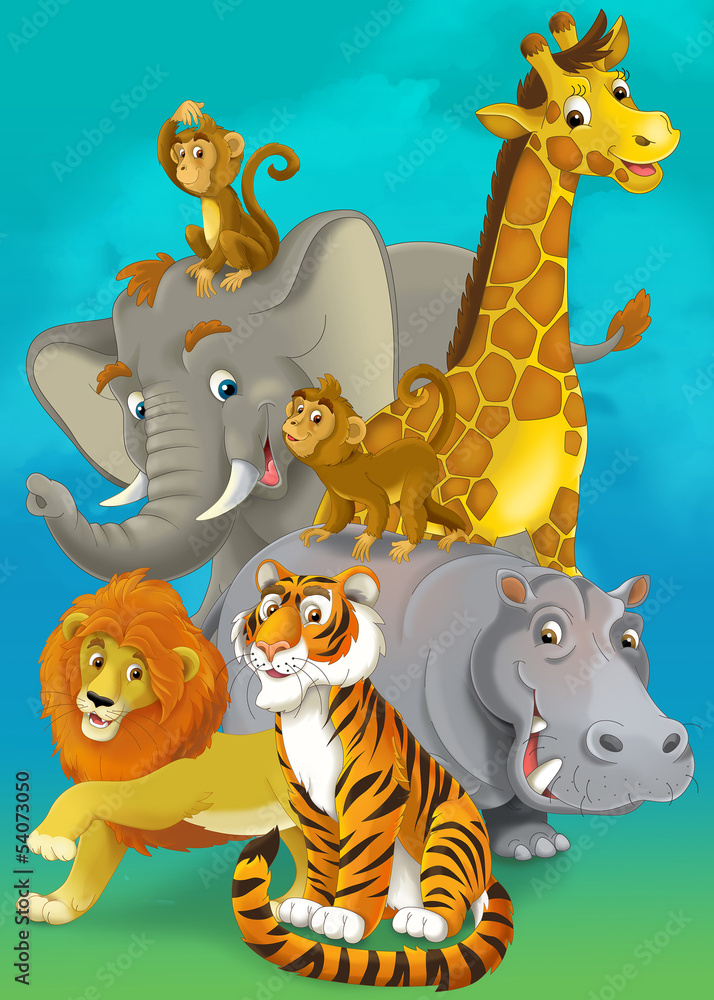 Fototapeta premium Kreskówka safari - ilustracja dla dzieci