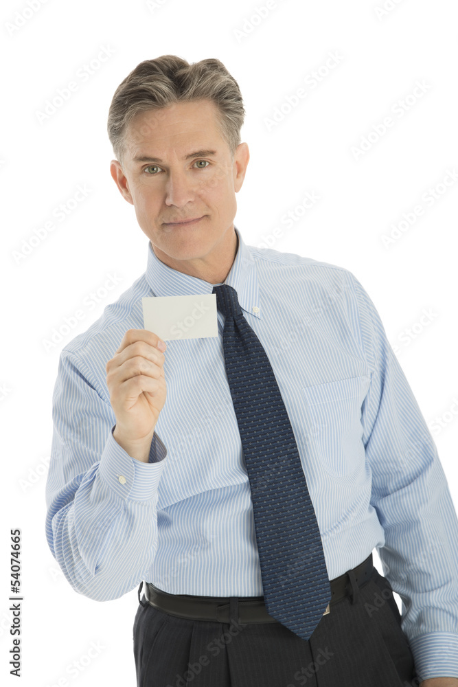 Handsome Businessman Holding Blank Business Card Handsome Businessman Holding Blank Business Card