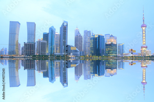 Lujiazui Finance&Trade Zone of Shanghai skyline at New night lan