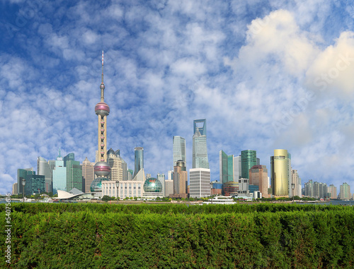 Lujiazui Finance&Trade Zone of Shanghai landmark skyline at city © Aania