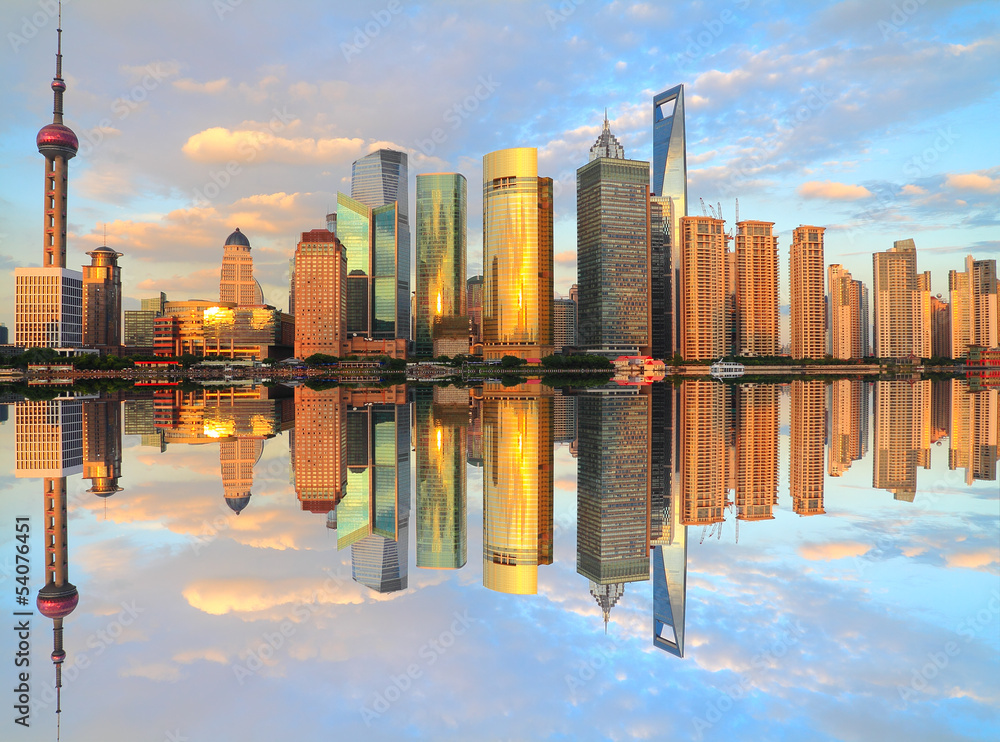 Naklejka premium shanghai dusk skyline