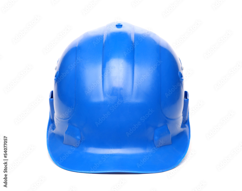 Fototapeta premium Blue hard hat isolated on a white background