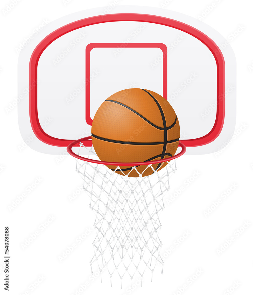 basketball basket and ball vector illustration