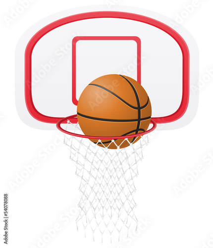 basketball basket and ball vector illustration