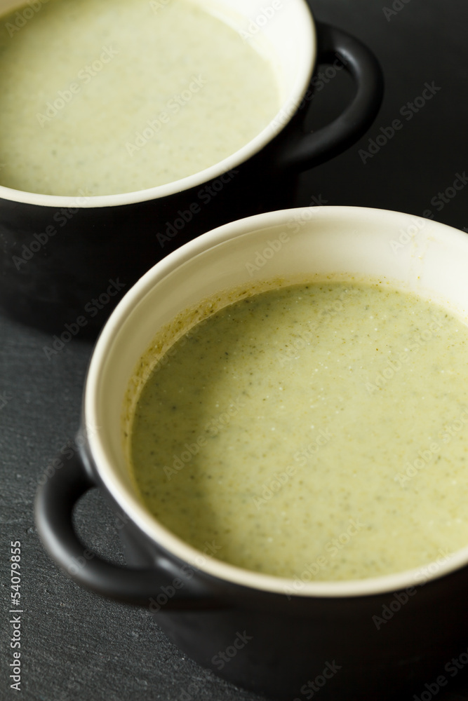 Bowl of cream of broccoli soup