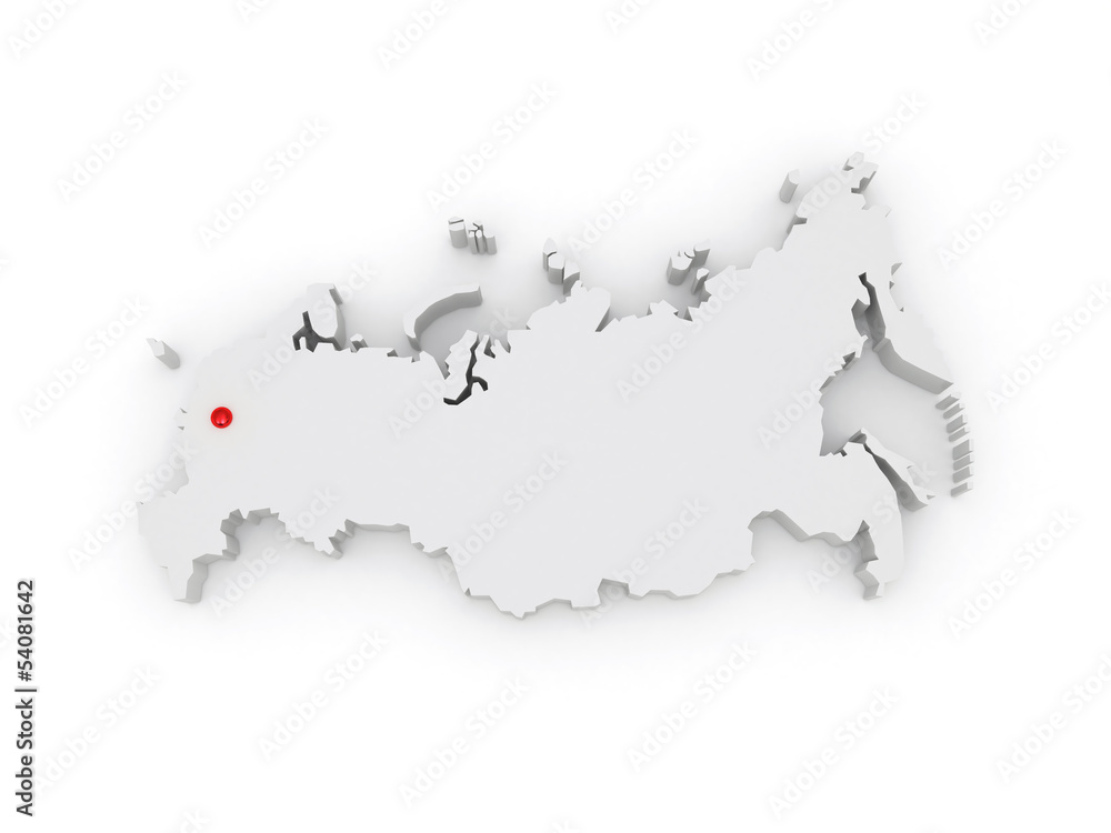 Three-dimensional map of Russia. Three-dimensional map of Russia.