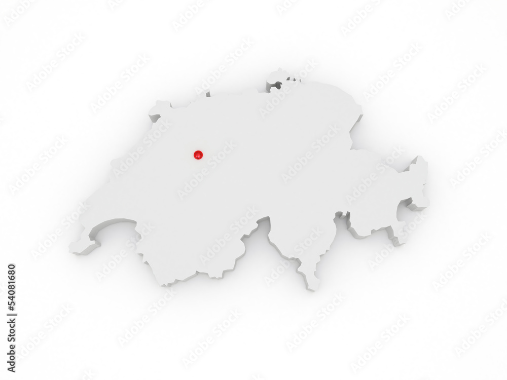 Fototapeta premium Three-dimensional map of Switzerland.