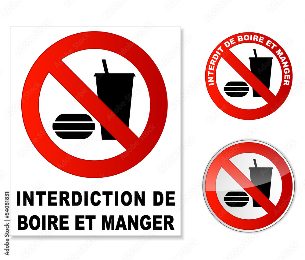 Plaque interdit manger et boire Plaque interdit manger et boire