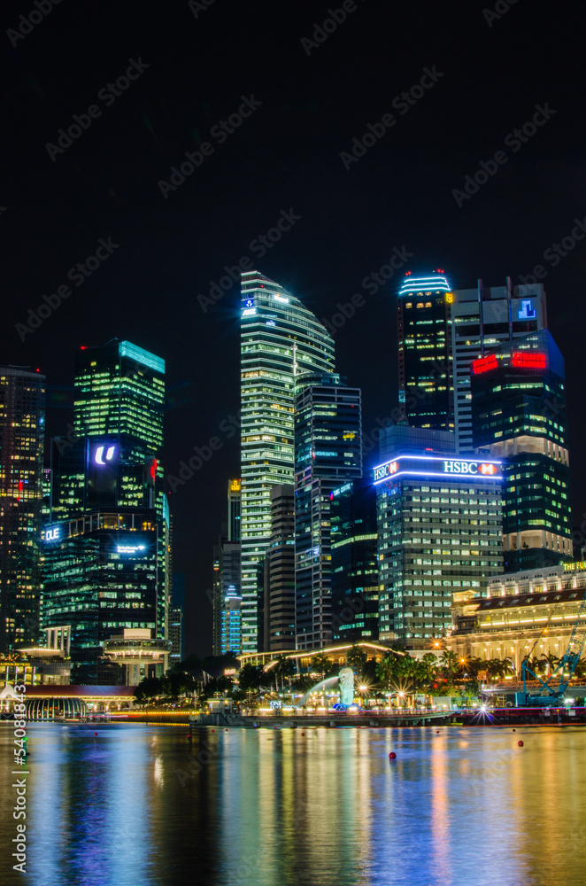 Singapore city skyline view of business district in the night ti