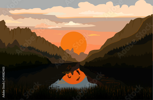 Tranquil mountain lake