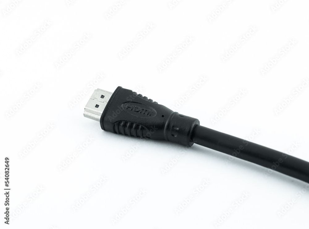 close shot of HDMI cable isolated on a white background close shot of HDMI cable isolated on a white background
