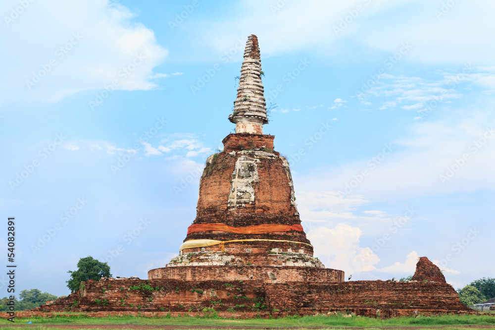An ancient pagoda, Temple in Ayutthaya, Thailand