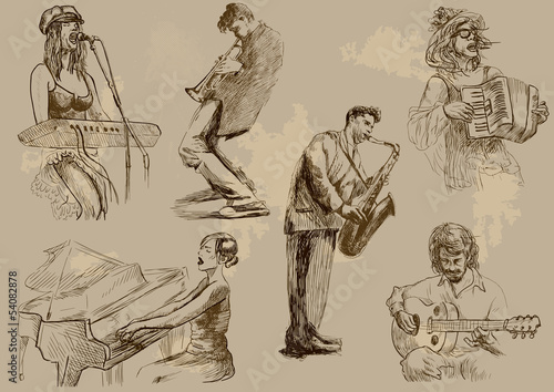 Musicians - Hand drawings illustrations into vector set