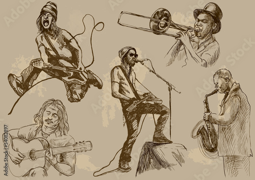 Musicians - Hand drawings illustrations into vector set