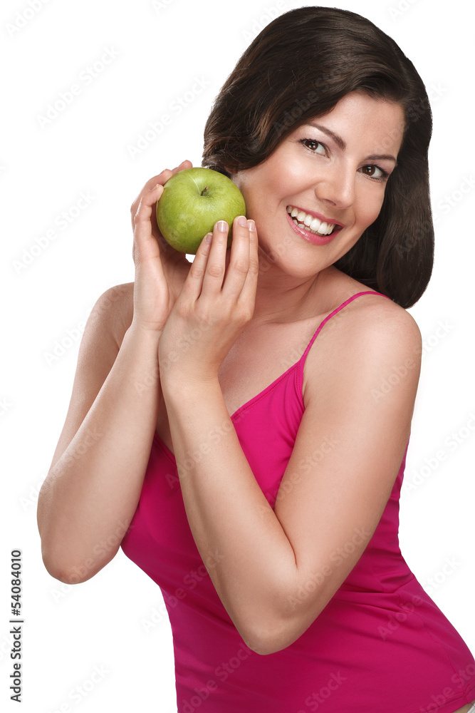 young beautiful woman showing fresh fruits of season young beautiful woman showing fresh fruits of season