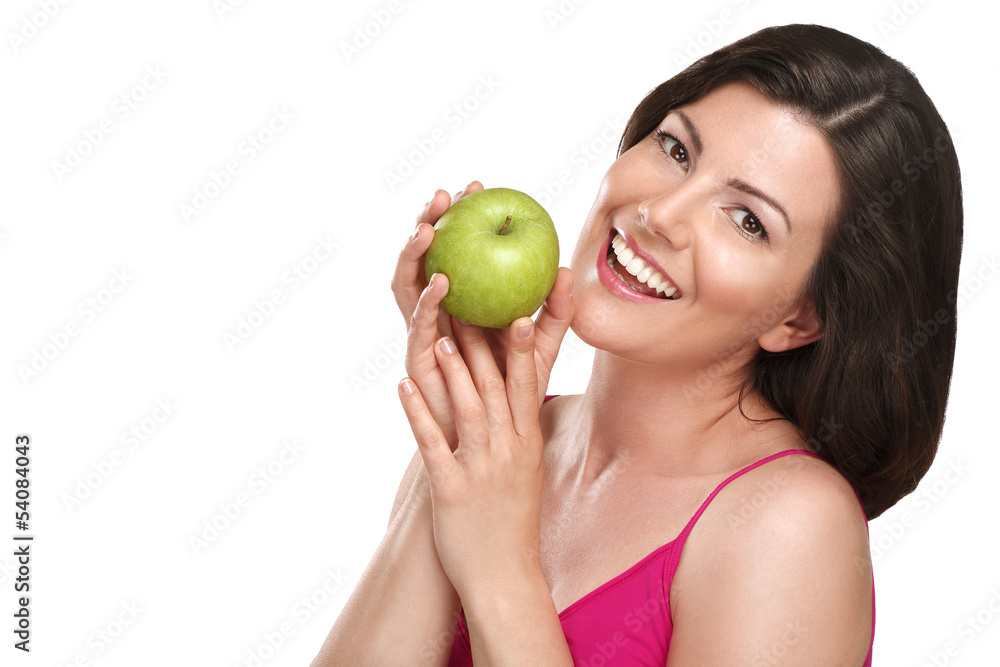 young beautiful woman showing fresh fruits of season young beautiful woman showing fresh fruits of season